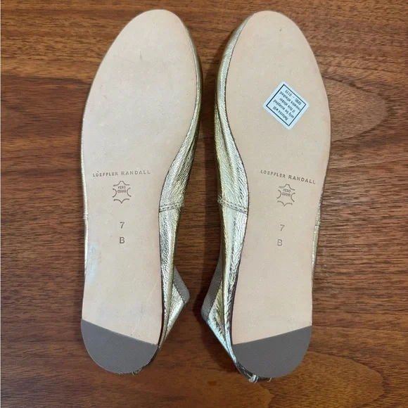 Loeffler Randall Metallic Gold Leather Mary Jane Flats - Picture 3 of 7